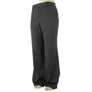Classiques Entier NEW $188 Sz 18W Gray on Black Wide Pinstripe Poly Blend Pant