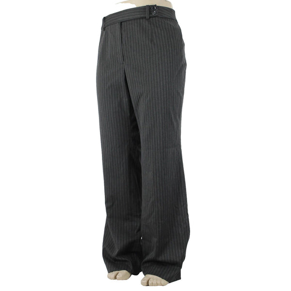 Classiques Entier NEW $188 Sz 18W Gray on Black Wide Pinstripe Poly Blend Pant