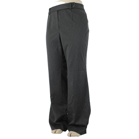 Classiques Entier NEW $188 Sz 18W Gray on Black Wide Pinstripe Poly Blend Pant