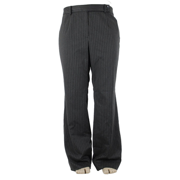 Classiques Entier NEW $188 Sz 18W Gray on Black Wide Pinstripe Poly Blend Pant