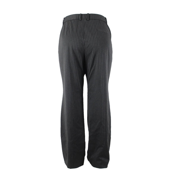Classiques Entier NEW $188 Sz 18W Gray on Black Wide Pinstripe Poly Blend Pant