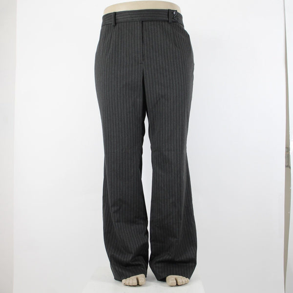 Classiques Entier NEW $188 Sz 18W Gray on Black Wide Pinstripe Poly Blend Pant