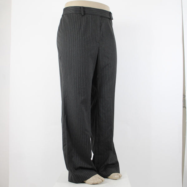 Classiques Entier NEW $188 Sz 18W Gray on Black Wide Pinstripe Poly Blend Pant