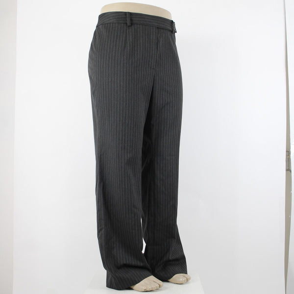 Classiques Entier NEW $188 Sz 18W Gray on Black Wide Pinstripe Poly Blend Pant