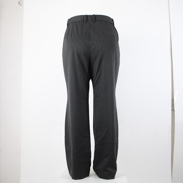 Classiques Entier NEW $188 Sz 18W Gray on Black Wide Pinstripe Poly Blend Pant