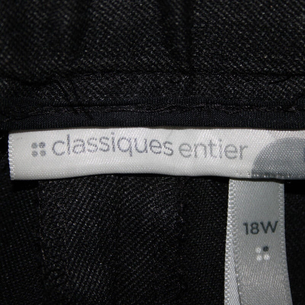 Classiques Entier NEW $188 Sz 18W Gray on Black Wide Pinstripe Poly Blend Pant