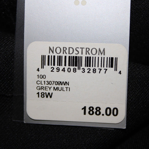 Classiques Entier NEW $188 Sz 18W Gray on Black Wide Pinstripe Poly Blend Pant