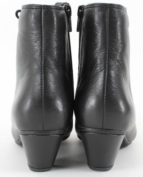 Ziera Diamond NEW $269 Sz 36W Black Textured Leather 2" Heel Laced Bootie Boots
