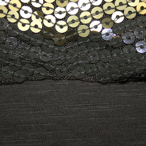 Coldwater Creek Top NEW $75 Sz 1x Green Olive Sequin Chevron Poly Cotton Top