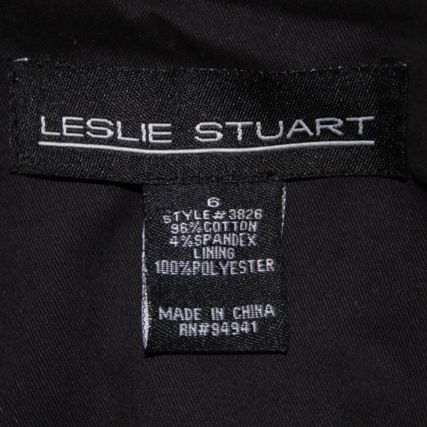 Leslie Stuart Jacket Sz 6 Black Collared Pockets Cotton Spandex Jacket