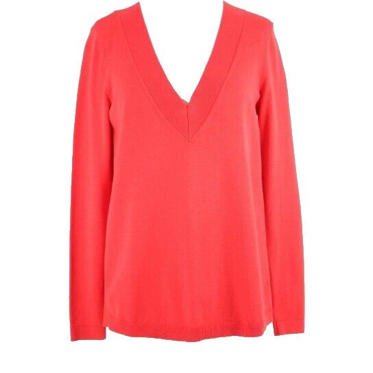 Talbots Sz XS Red V Neck Cotton Nylon Rayon Spandex Front Poly Back Sweater