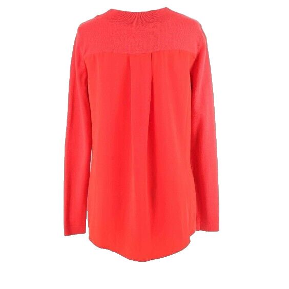 Talbots Sz XS Red V Neck Cotton Nylon Rayon Spandex Front Poly Back Sweater