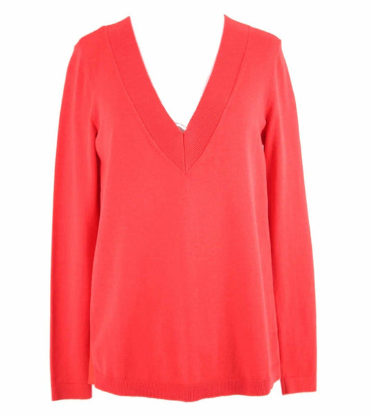 Talbots Sz XS Red V Neck Cotton Nylon Rayon Spandex Front Poly Back Sweater