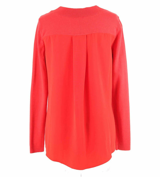 Talbots Sz XS Red V Neck Cotton Nylon Rayon Spandex Front Poly Back Sweater