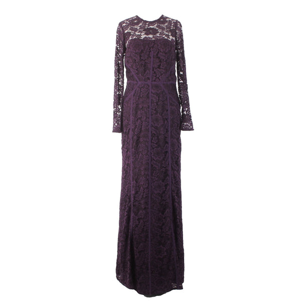 Monique Lhuillier Dress Sz 10 Purple Lined Lace Overlay 100% Nylon Poly Dress