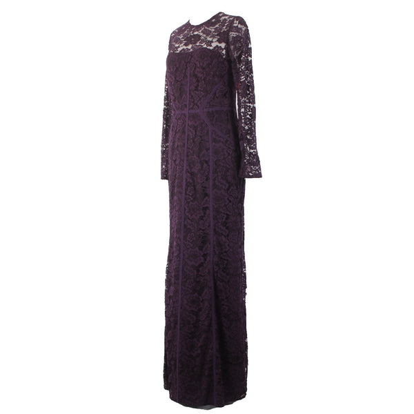 Monique Lhuillier Dress Sz 10 Purple Lined Lace Overlay 100% Nylon Poly Dress