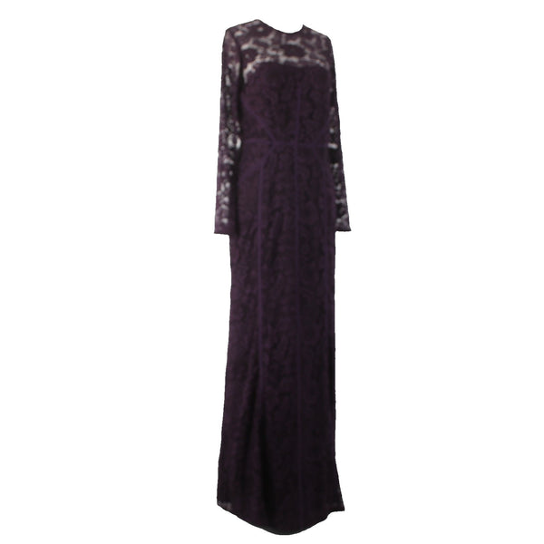 Monique Lhuillier Dress Sz 10 Purple Lined Lace Overlay 100% Nylon Poly Dress