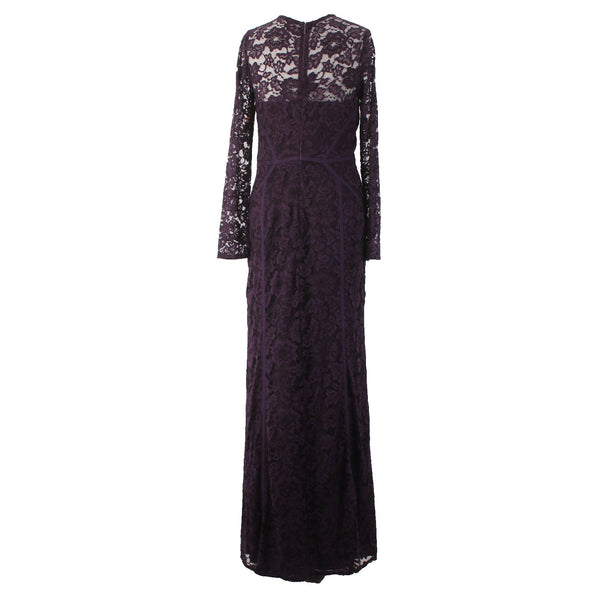Monique Lhuillier Dress Sz 10 Purple Lined Lace Overlay 100% Nylon Poly Dress