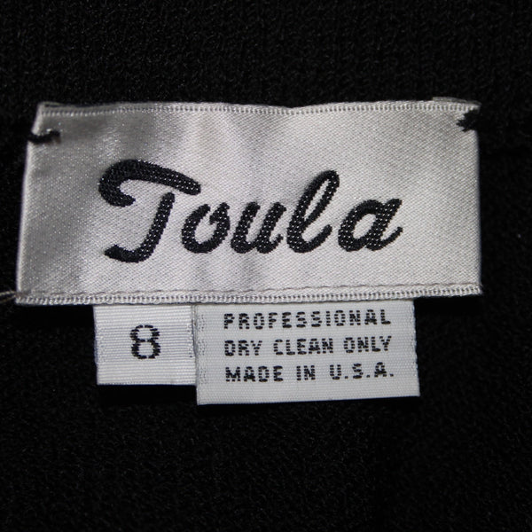 Toula Skirt Sz 8 Black Elastic Waist Santana Knit Wool Blend Midi Length Skirt