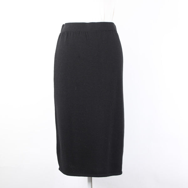 Toula Skirt Sz 8 Black Elastic Waist Santana Knit Wool Blend Midi Length Skirt