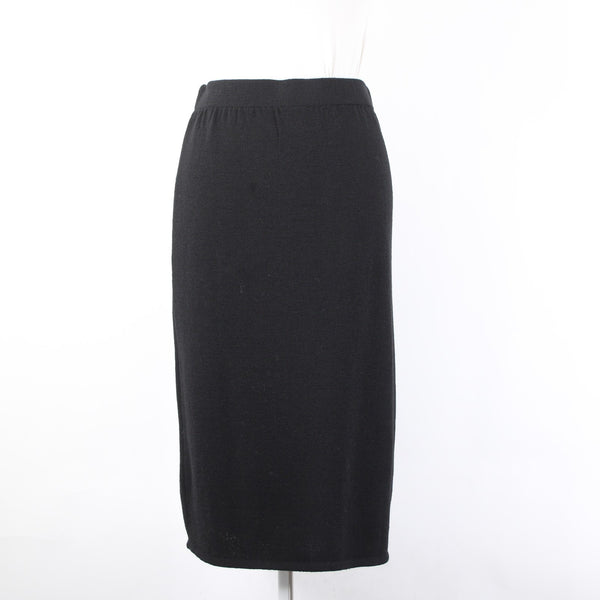 Toula Skirt Sz 8 Black Elastic Waist Santana Knit Wool Blend Midi Length Skirt