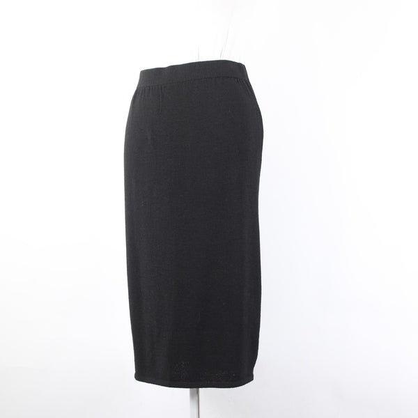 Toula Skirt Sz 8 Black Elastic Waist Santana Knit Wool Blend Midi Length Skirt