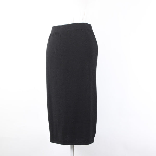 Toula Skirt Sz 8 Black Elastic Waist Santana Knit Wool Blend Midi Length Skirt