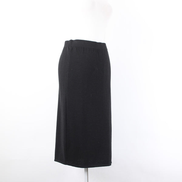 Toula Skirt Sz 8 Black Elastic Waist Santana Knit Wool Blend Midi Length Skirt