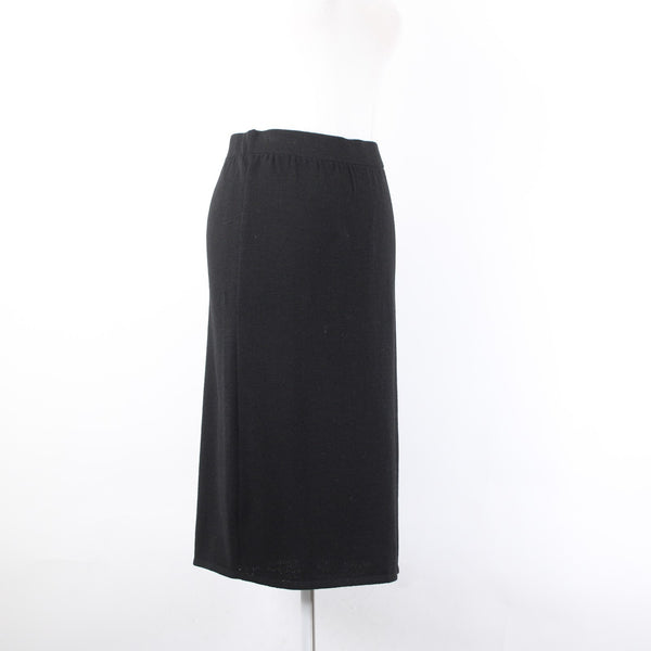 Toula Skirt Sz 8 Black Elastic Waist Santana Knit Wool Blend Midi Length Skirt