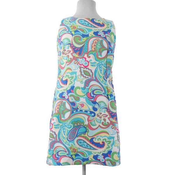 RN Studio Dress Sz 18 Blue White Multi Colored Sleeveless 100% Polyester Dress