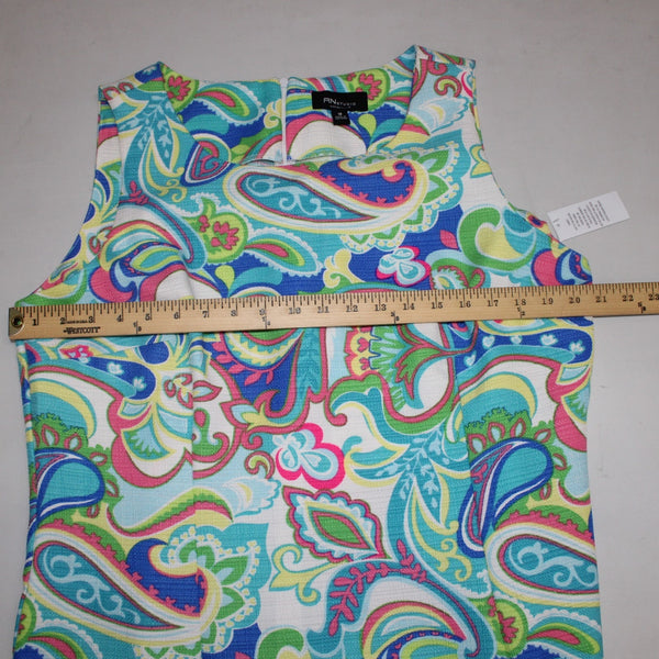 RN Studio Dress Sz 18 Blue White Multi Colored Sleeveless 100% Polyester Dress