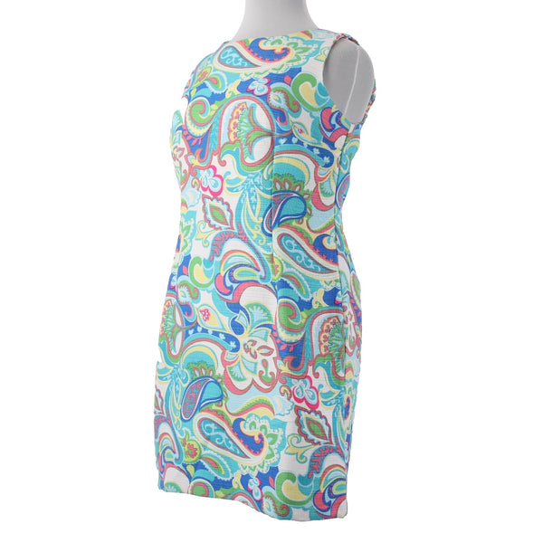 RN Studio Dress Sz 18 Blue White Multi Colored Sleeveless 100% Polyester Dress