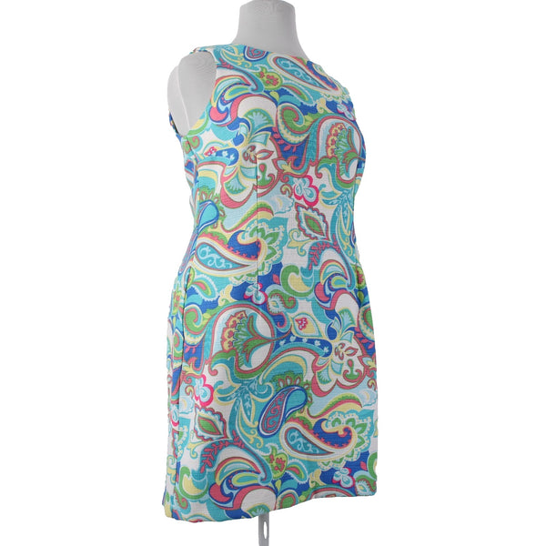 RN Studio Dress Sz 18 Blue White Multi Colored Sleeveless 100% Polyester Dress