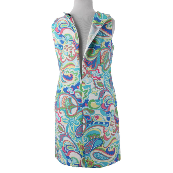 RN Studio Dress Sz 18 Blue White Multi Colored Sleeveless 100% Polyester Dress