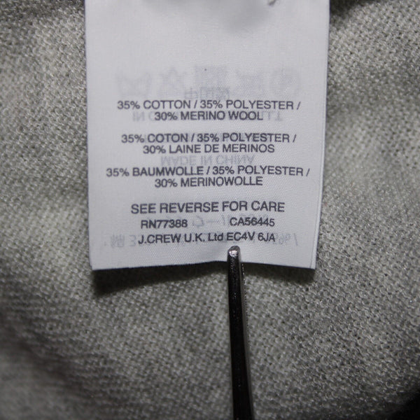J Crew NEW $75 Sz M Gray Navy 3/4 Sleeve V Neck Bow Tie Cotton Wool Sweater