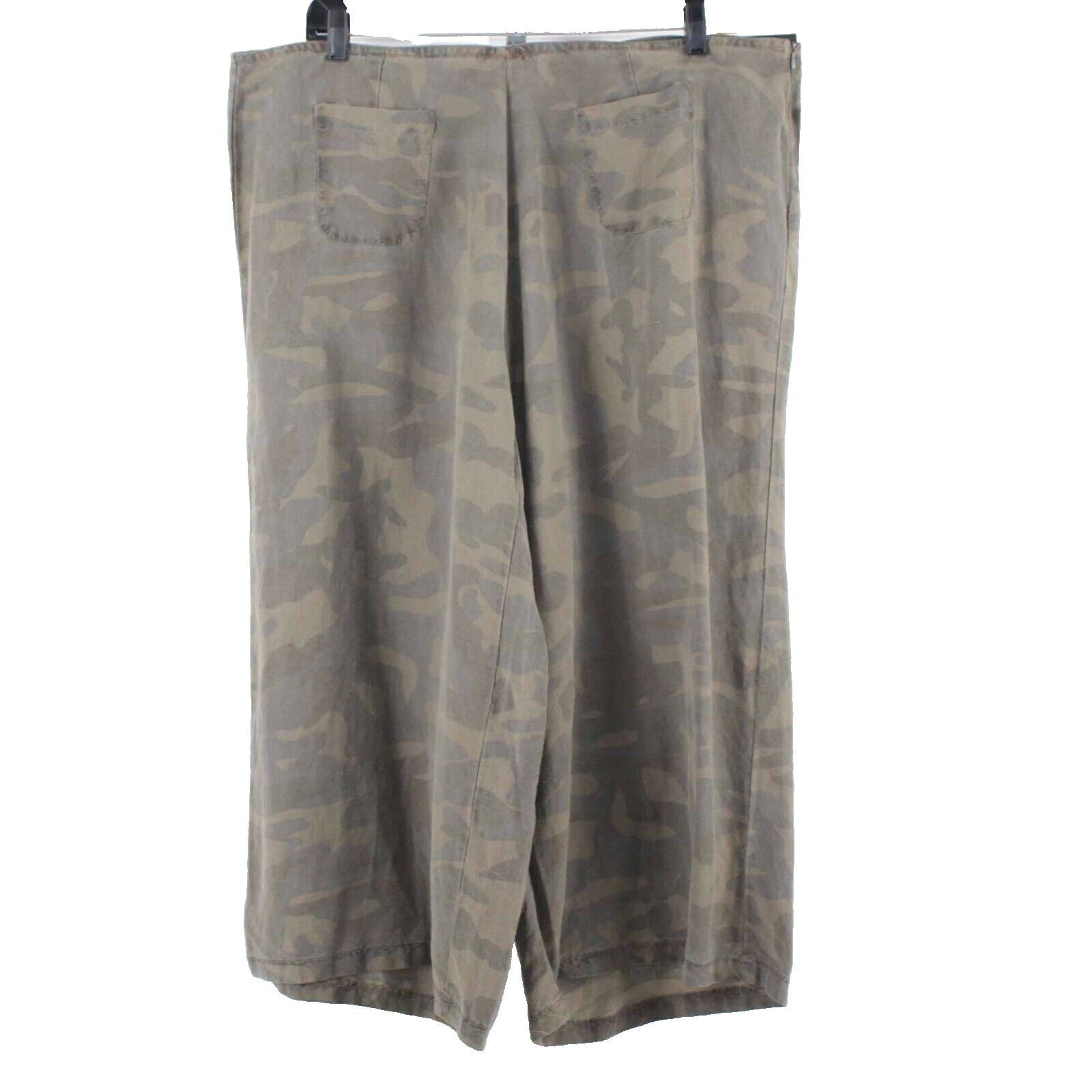 Me Jane NEW Sz 3X X 24 Green Brown Wide Leg Linen Blend Capri Pant