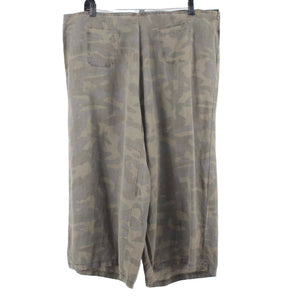 Me Jane NEW Sz 3X X 24 Green Brown Wide Leg Linen Blend Capri Pant