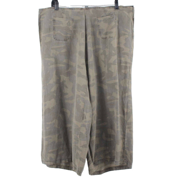 Me Jane NEW Sz 3X X 24 Green Brown Wide Leg Linen Blend Capri Pant