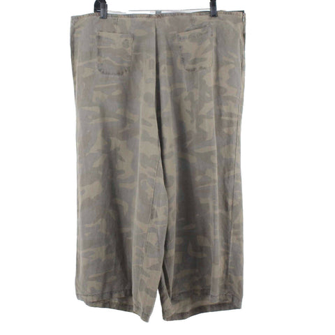 Me Jane NEW Sz 3X X 24 Green Brown Wide Leg Linen Blend Capri Pant