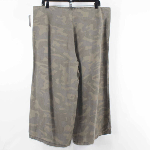Me Jane NEW Sz 3X X 24 Green Brown Wide Leg Linen Blend Capri Pant
