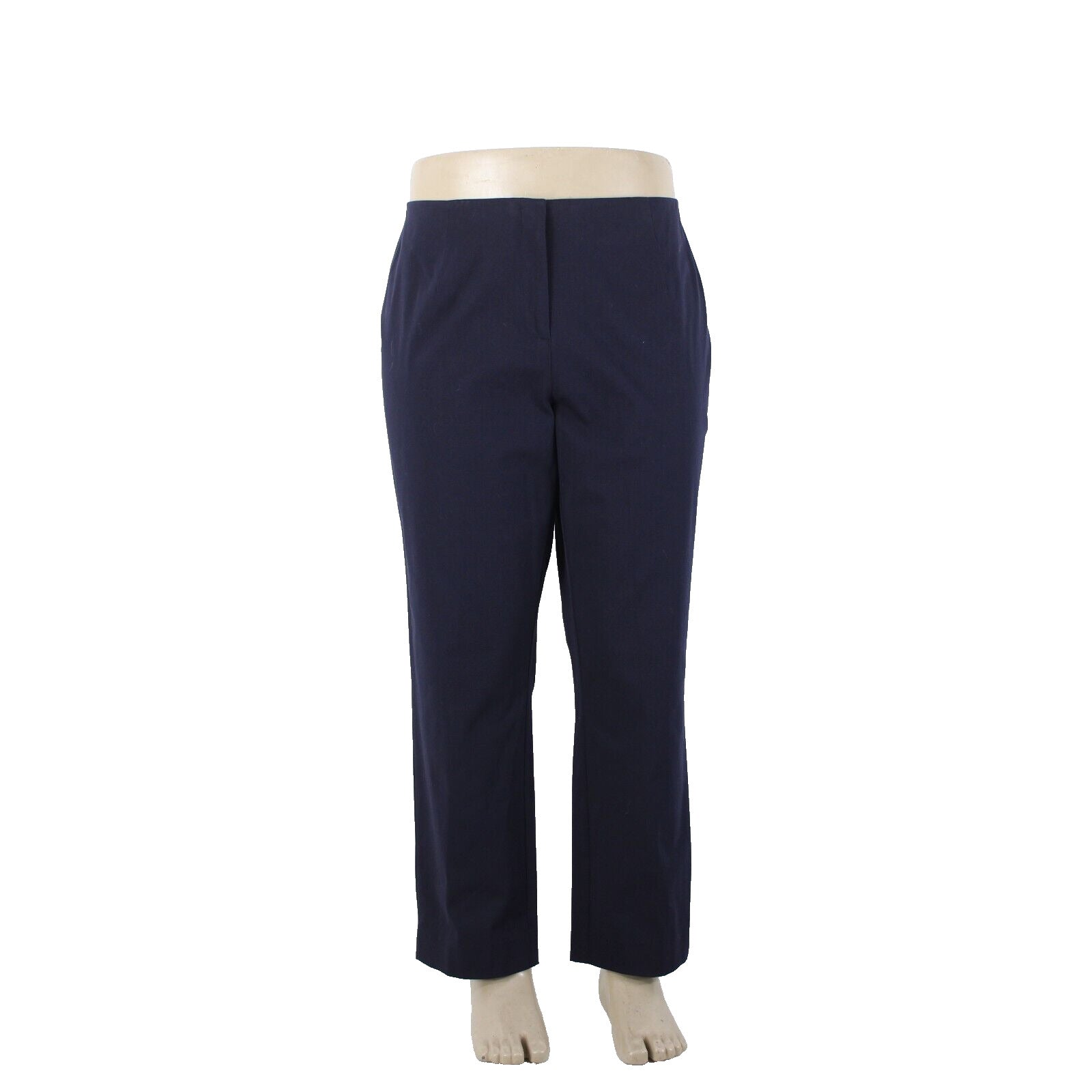 INC Sz 16W x 28 Navy Blue Hook Eye Closure Cotton Spandex Woman Crop Pant