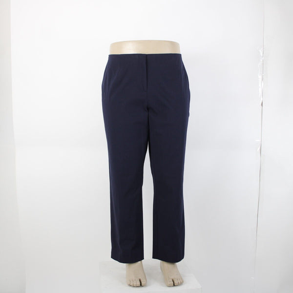 INC Sz 16W x 28 Navy Blue Hook Eye Closure Cotton Spandex Woman Crop Pant