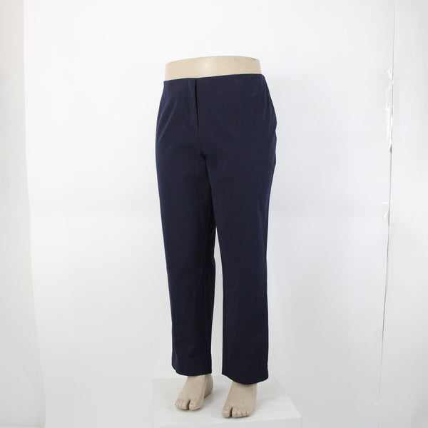 INC Sz 16W x 28 Navy Blue Hook Eye Closure Cotton Spandex Woman Crop Pant