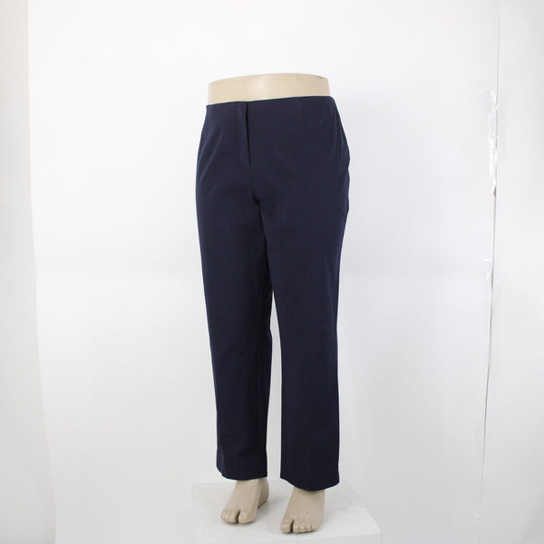 INC Sz 16W x 28 Navy Blue Hook Eye Closure Cotton Spandex Woman Crop Pant