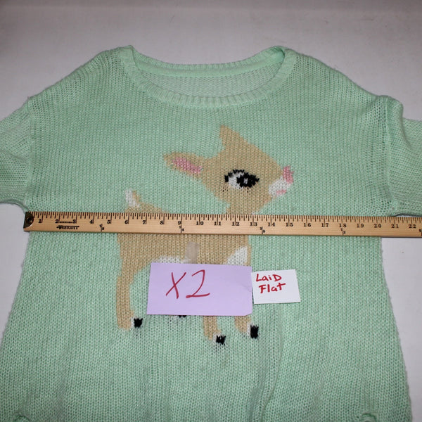 Deer Sweater Sz No Size L? Mint Green Multi Color Rudolph Reindeer Acrylic