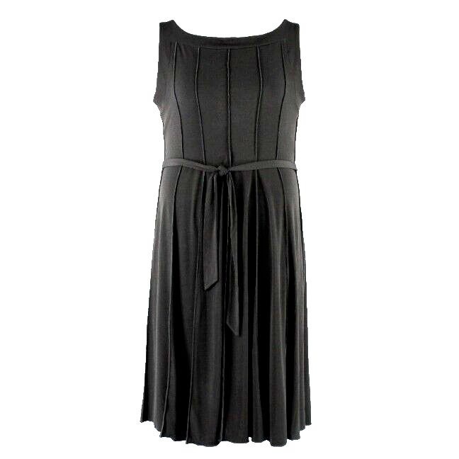 Voir Voir Sz 18 Black Belted Gored Polyester Spandex A Line Slimming Dress