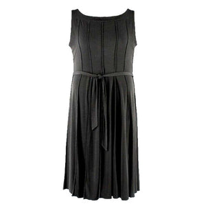 Voir Voir Sz 18 Black Belted Gored Polyester Spandex A Line Slimming Dress