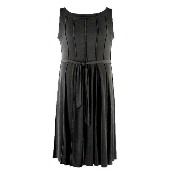 Voir Voir Sz 18 Black Belted Gored Polyester Spandex A Line Slimming Dress