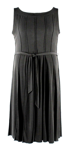 Voir Voir Sz 18 Black Belted Gored Polyester Spandex A Line Slimming Dress