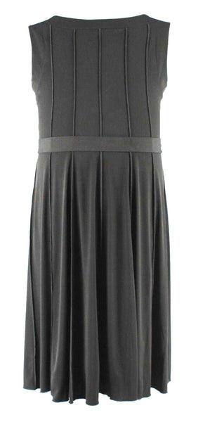 Voir Voir Sz 18 Black Belted Gored Polyester Spandex A Line Slimming Dress